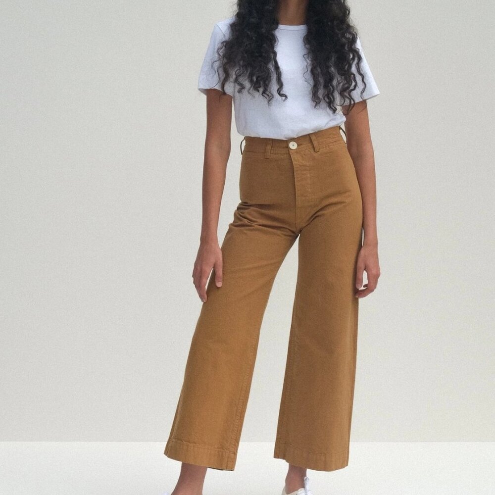 Jesse Kamm Wide Leg Sailor Pants Size 26 Tobacco